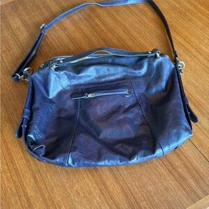 Latico Navy Leather Shoulder Bag
